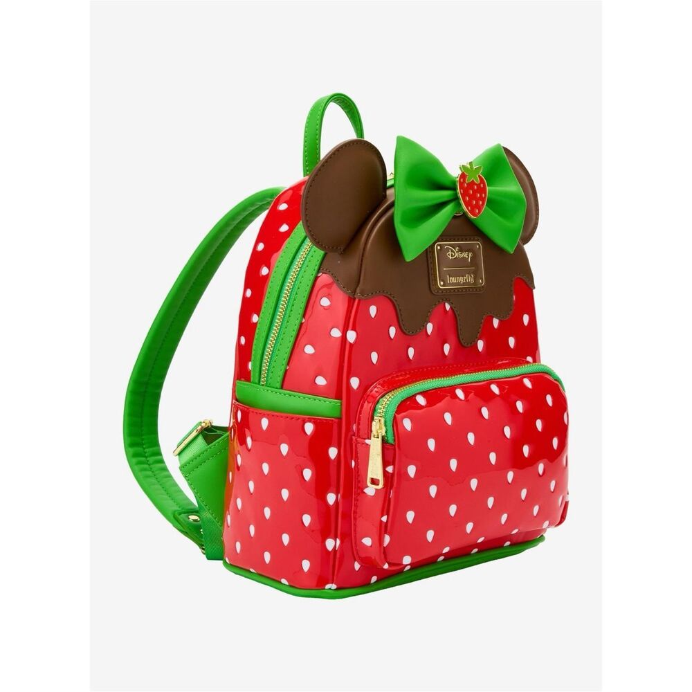 Loungefly Disney Minnie Mouse Chocolate Dipped Strawberry Ears Mini Backpack - Picture 3 of 5